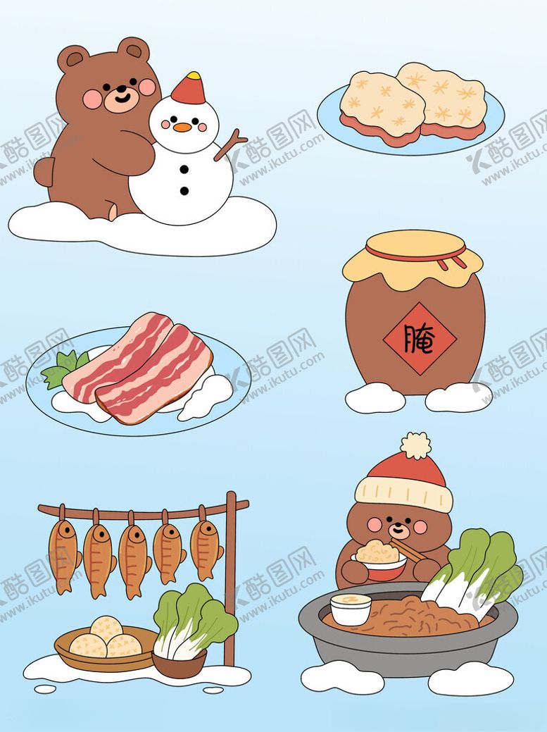编号：28000911172214051236【酷图网】源文件下载-小熊的冬日美食与欢乐