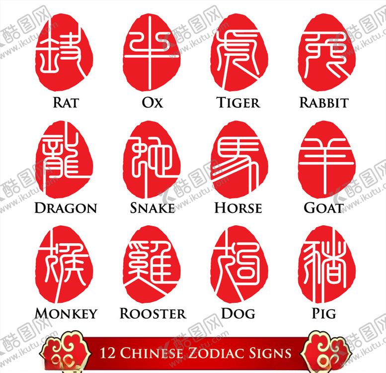 编号：47268910311937403066【酷图网】源文件下载-十二生肖印章