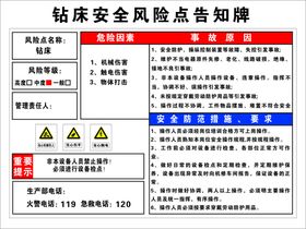 钻床安全风险点告知牌