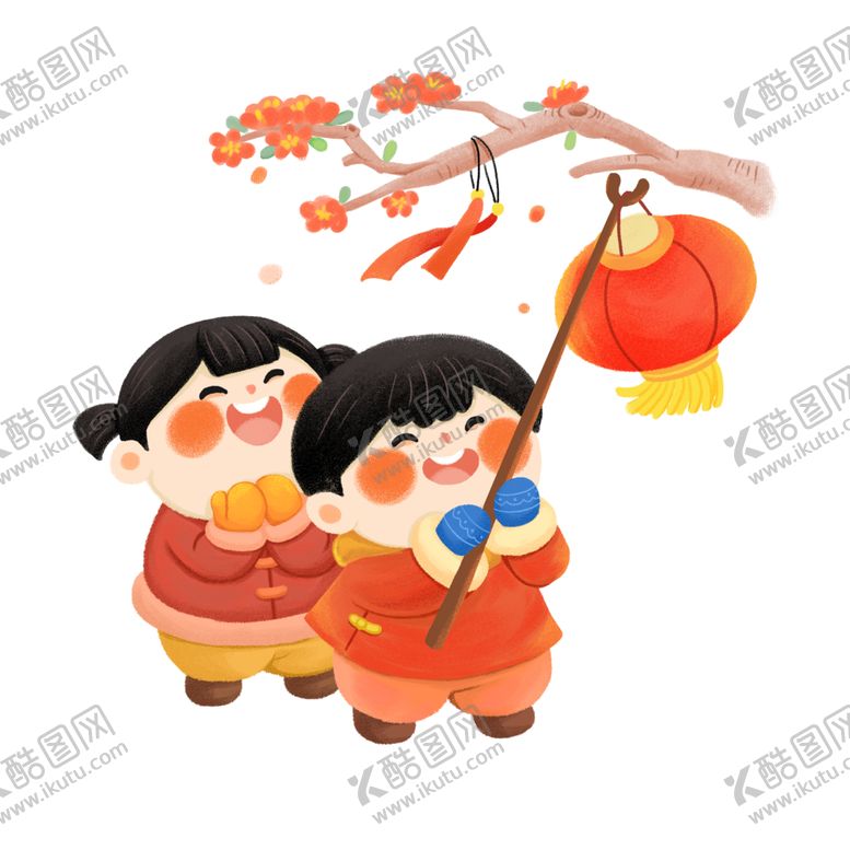 编号：60755902010157012351【酷图网】源文件下载-小娃娃挂灯笼真喜庆