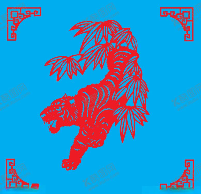 编号：76919909120049597517【酷图网】源文件下载-老虎剪纸