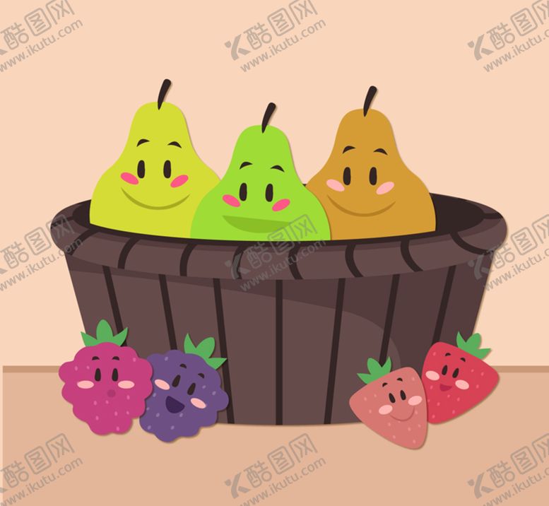 编号：45128609241245194167【酷图网】源文件下载-可爱水果和水果篮子