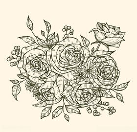 线条手绘矢量花