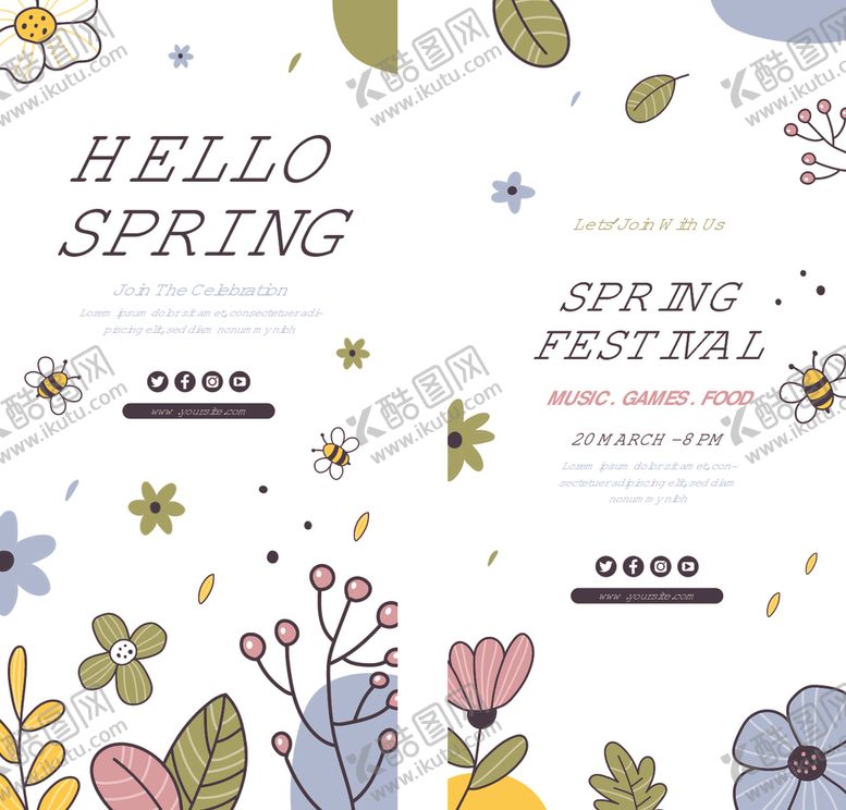 编号：10769011021122373120【酷图网】源文件下载-春季花卉主题卡片设计