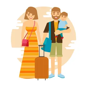 家庭旅行孩子人度假爸爸妈妈