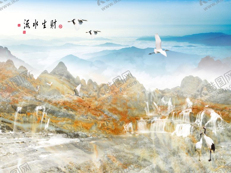 编号：10747809221823545022【酷图网】源文件下载-石纹山水背景墙