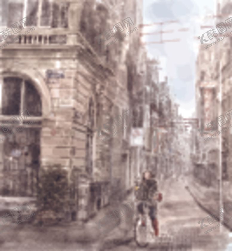 编号：26695109282053155825【酷图网】源文件下载-骑自行车在城市中穿梭唯美图