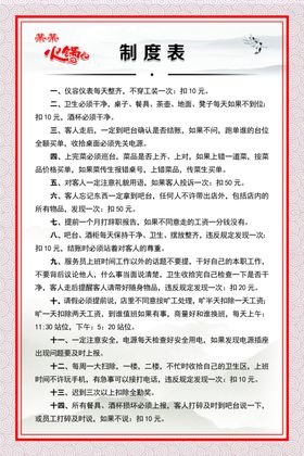 火锅店制度表