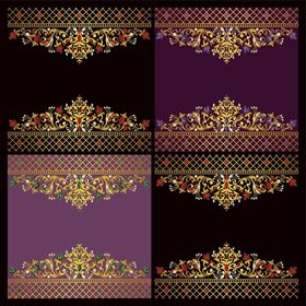 紫色背景金色花纹图案