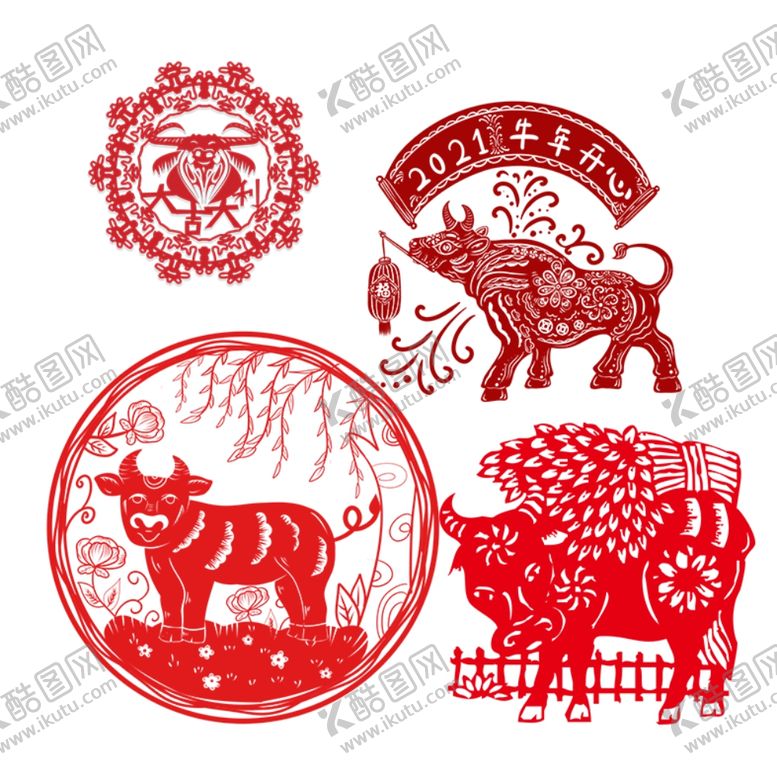 编号：46226607051646589356【酷图网】源文件下载-牛年窗花