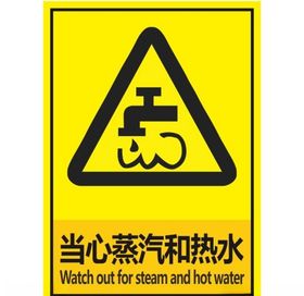 当心水蒸气和热水建筑禁止图标