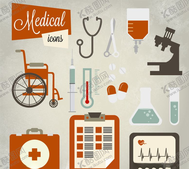 编号：57786309250253355486【酷图网】源文件下载-复古医疗图标矢量素材