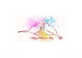 爱心插画手绘花朵吻情侣