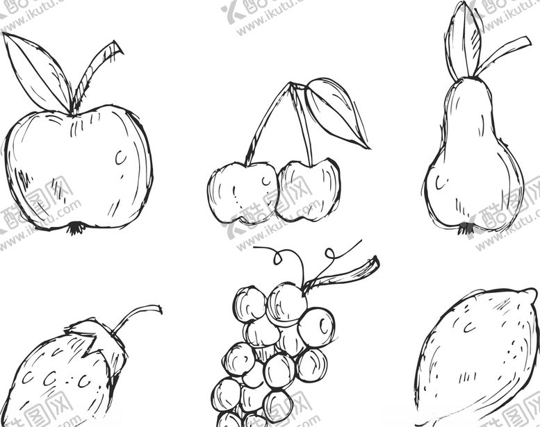 编号：69423609220408395234【酷图网】源文件下载-矢量水果线稿