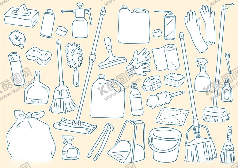 编号：74455811021358357570【酷图网】源文件下载-清洁工具图标集合