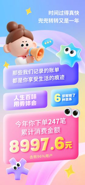 外卖app年儿童总结结果页海报