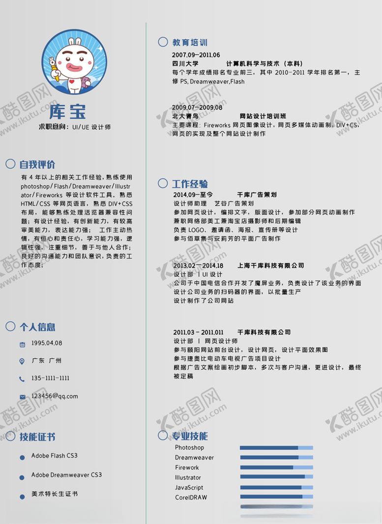 编号：47810209251806533530【酷图网】源文件下载-UI_UE设计师个人简历模板