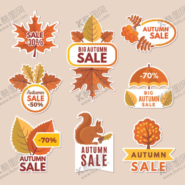 编号：10276910062353156314【酷图网】源文件下载-秋季促销装饰元素集合