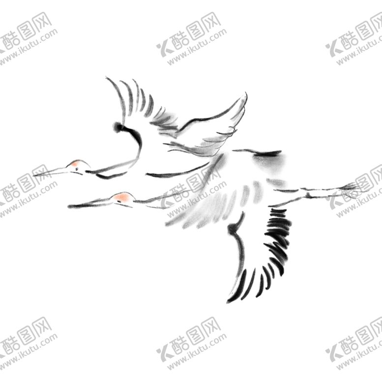 编号：58615606162014567497【酷图网】源文件下载-水墨仙鹤