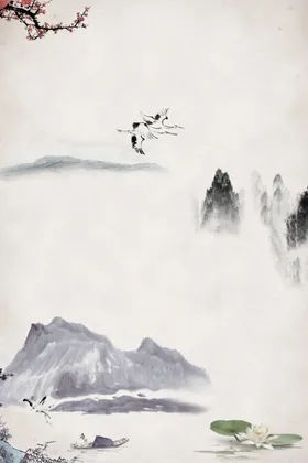 中国风背景水墨画海报山水画素材清新展板展板