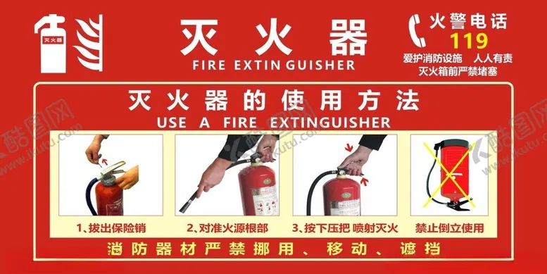 编号：38131602190007473418【酷图网】源文件下载-灭火器使用方法
