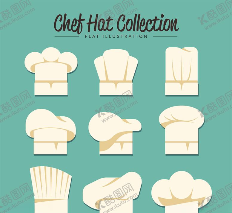 编号：60838209252337037467【酷图网】源文件下载-白色扁平化厨师帽矢量图