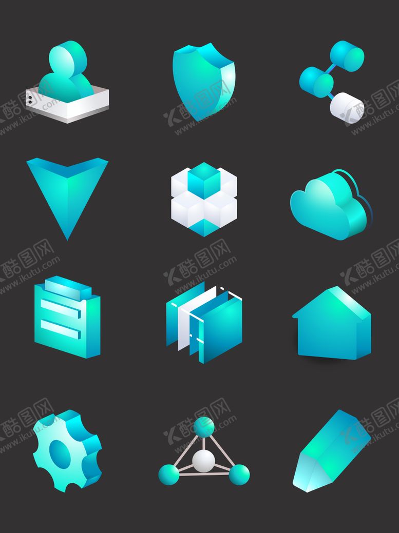 编号：87248002260741558096【酷图网】源文件下载-玻璃感可视化3D立体矢量UI图标
