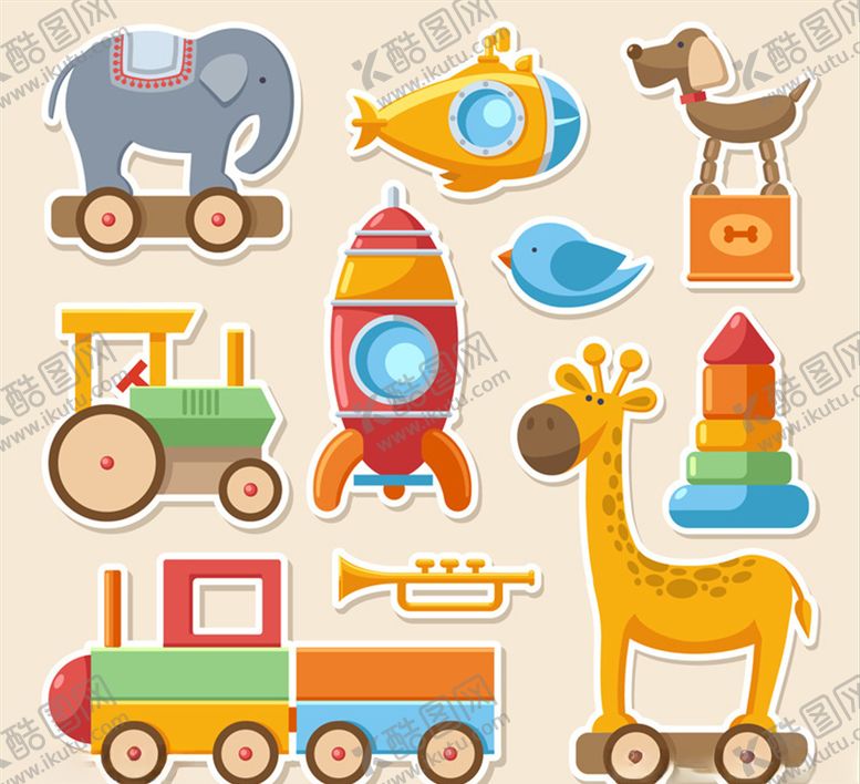 编号：84255410031646293318【酷图网】源文件下载-卡通玩具贴纸矢量素材