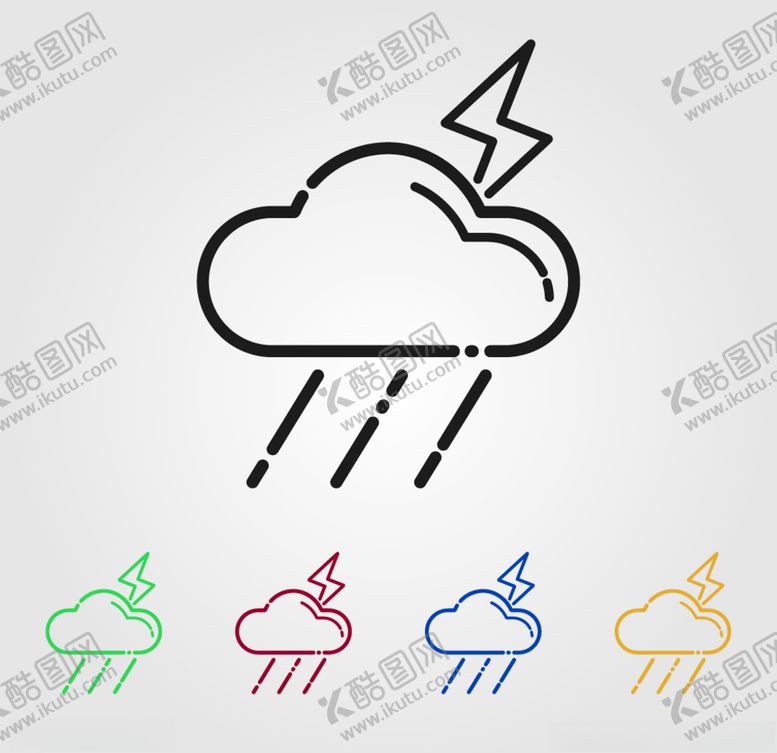编号：11413110201654103229【酷图网】源文件下载-雷雨天气矢量图标