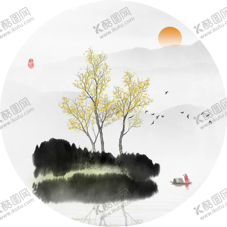 编号：34331006191336328697【酷图网】源文件下载-新中式圆形装饰画