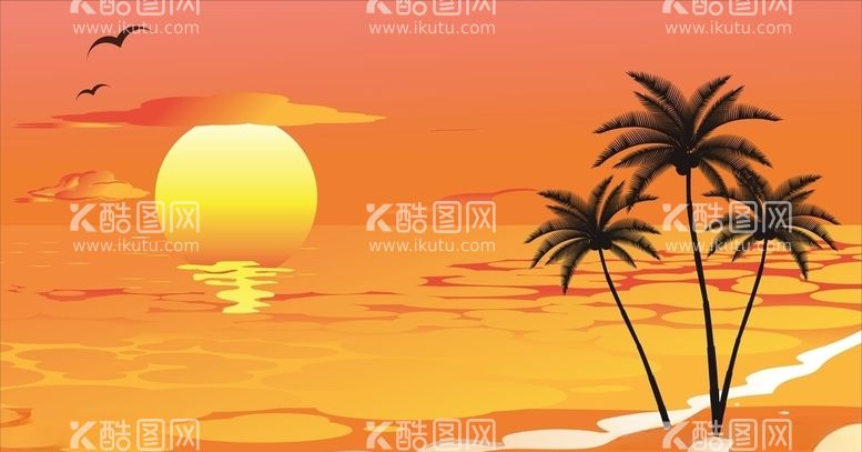 编号：42640903210425119216【酷图网】源文件下载-夕阳沙滩