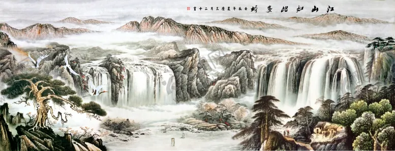 编号：64034910130523414149【酷图网】源文件下载-流水生财客厅装饰画