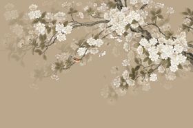 工笔花鸟背景墙装饰画