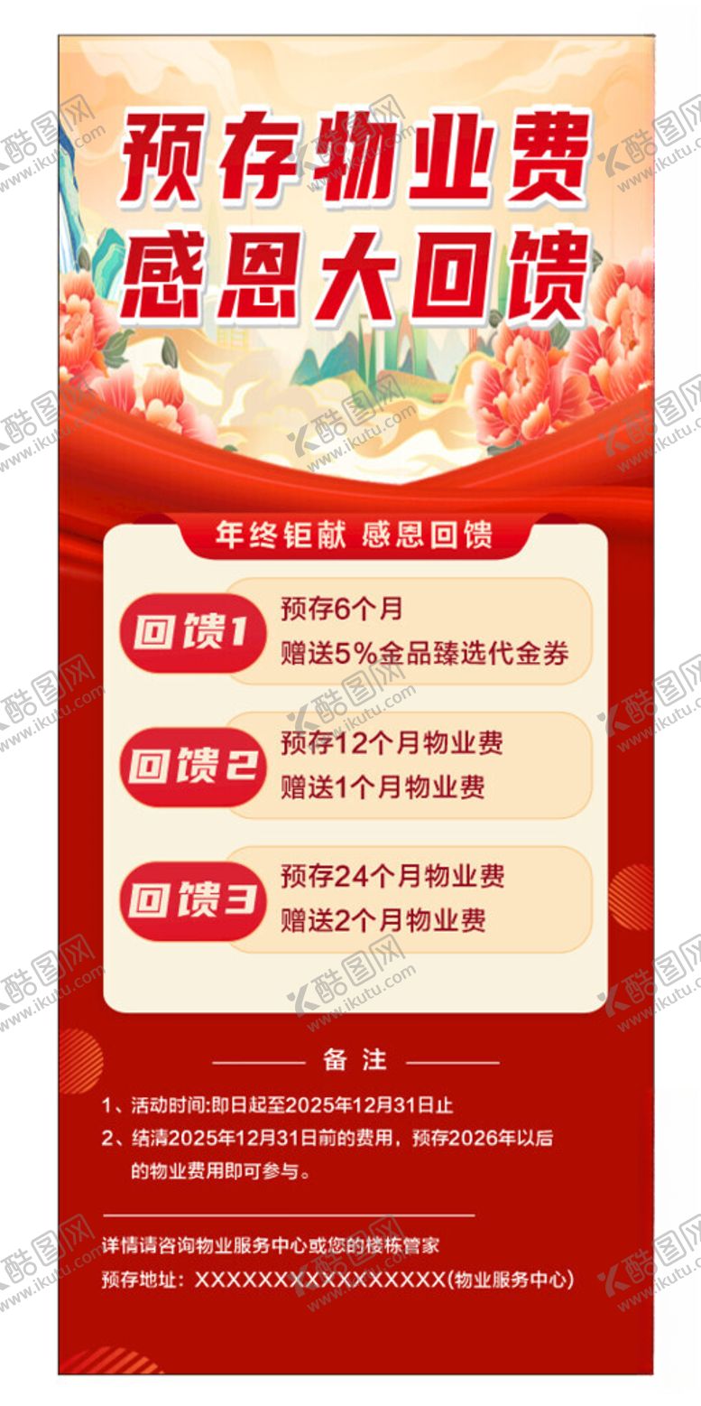 编号：32097512221356319436【酷图网】源文件下载-预存物业费展架