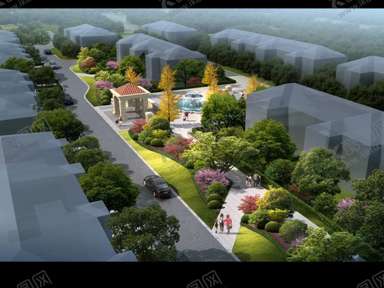 编号：66491710101808388904【酷图网】源文件下载-公园鸟瞰建筑景观效果表现