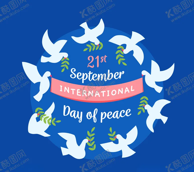 编号：11976909240851423722【酷图网】源文件下载-创意国际和平日白鸽圆环