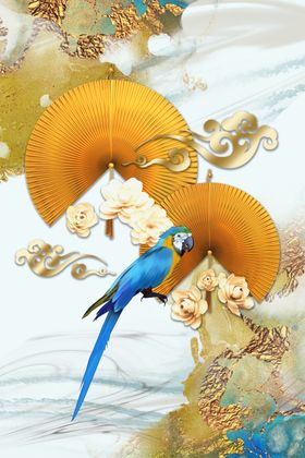金箔孔雀晶瓷装饰画