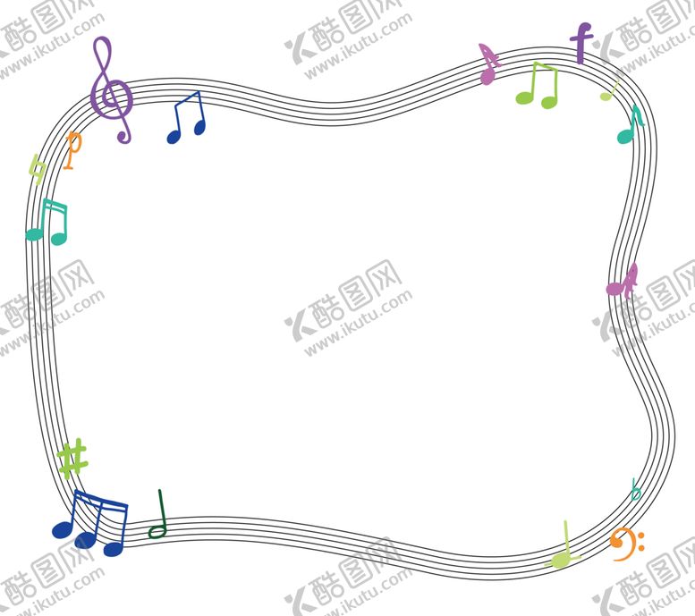 编号：54487405122006386776【酷图网】源文件下载-音符卡通边框