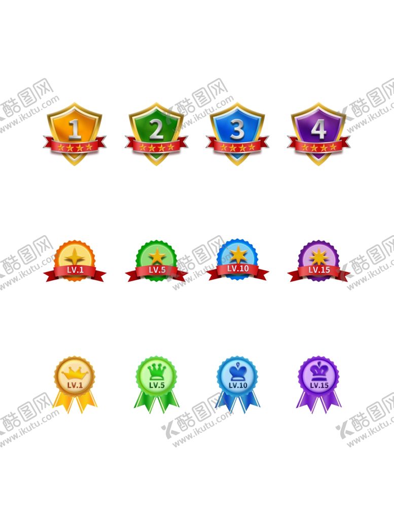 编号：72842709282117319509【酷图网】源文件下载-荣誉勋章游戏等级图标