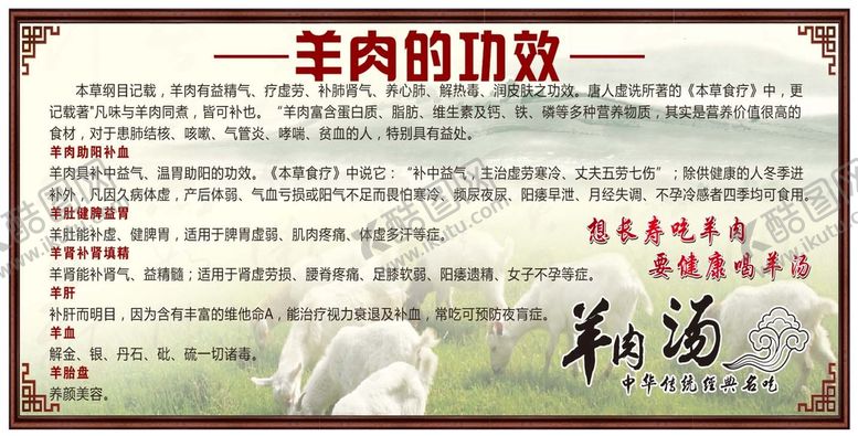 编号：65064501241313029872【酷图网】源文件下载-羊肉的功效  展板