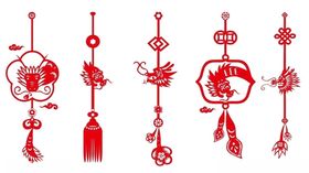 传统剪纸龙头元素吊坠