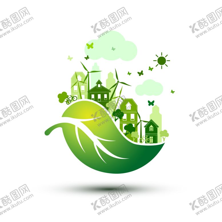 编号：57057704280830163180【酷图网】源文件下载-绿色环保树叶插画卡通合成素材