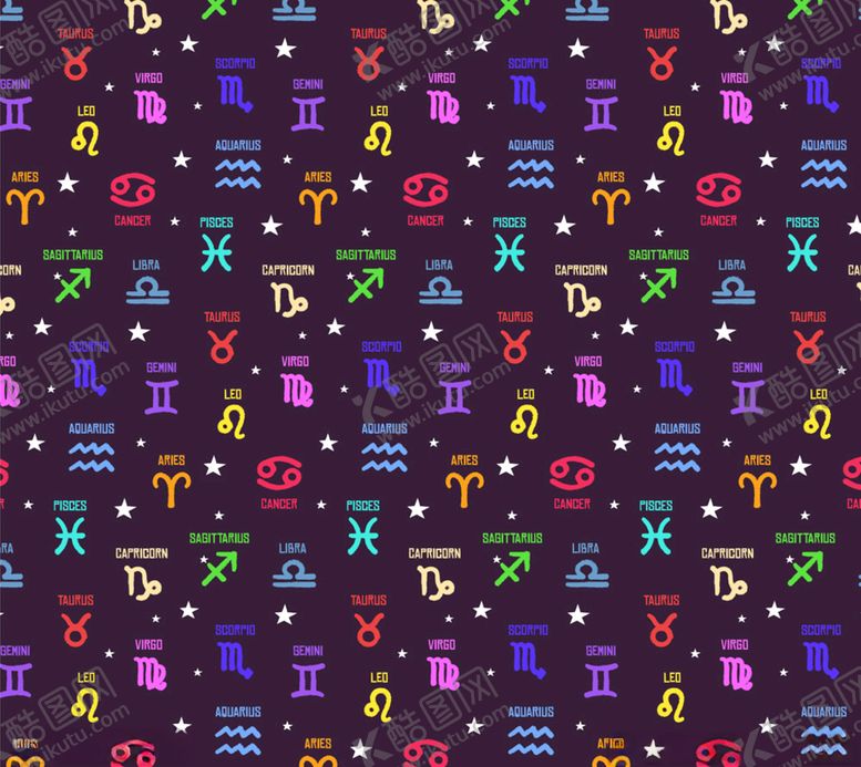 编号：62003509192056144824【酷图网】源文件下载-彩色十二星座无缝拼接