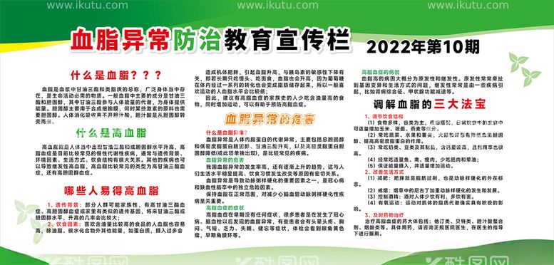 编号：53942312200243562225【酷图网】源文件下载-2022年血脂异常地方病宣传栏