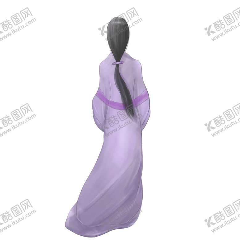 编号：14301009300830241063【酷图网】源文件下载-古风美女背影紫色元素手绘