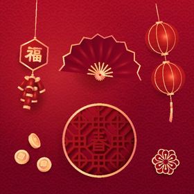 玻璃灯笼中国风新年春节促销元素