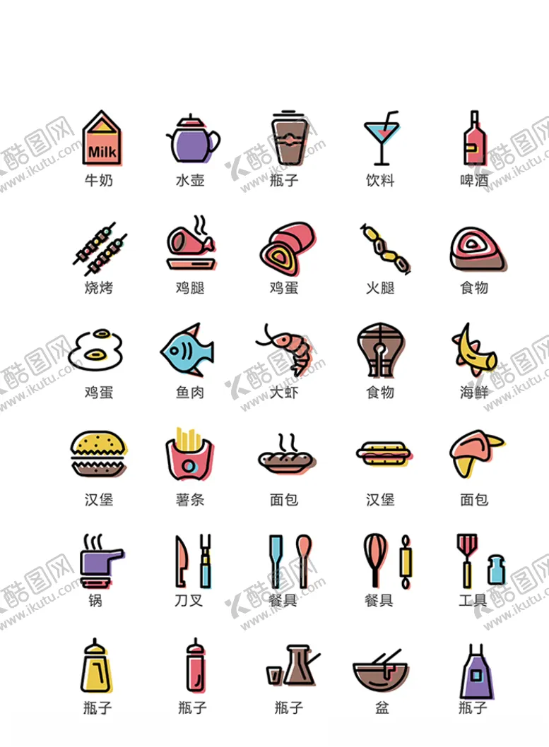 编号：50771007031705393712【酷图网】源文件下载-美食图标食品图标餐饮图标