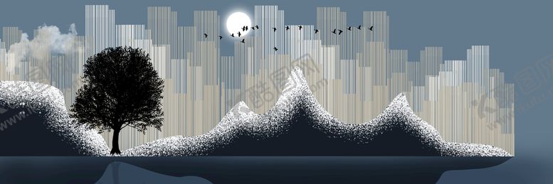 编号：19823709242326410456【酷图网】源文件下载-金色线条山水晶瓷画