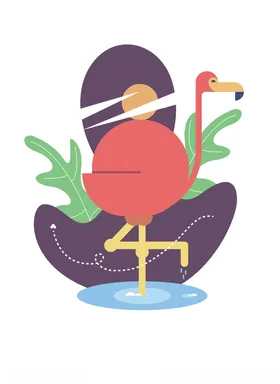 火烈鸟扁平风插画