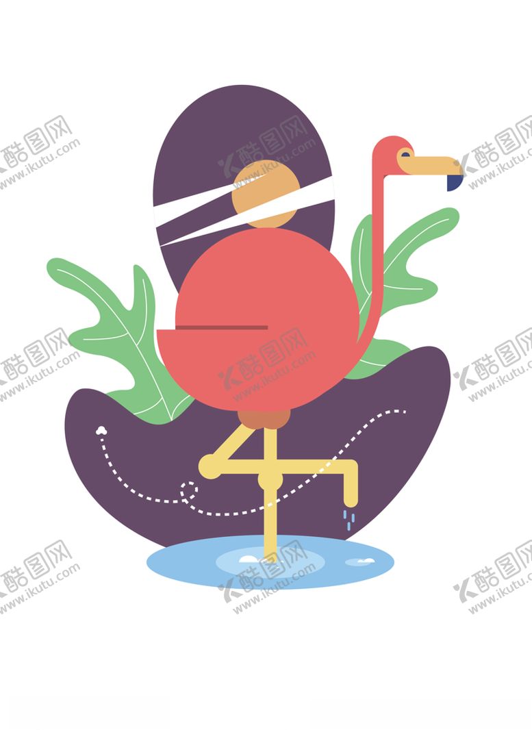 编号：81760311011130579874【酷图网】源文件下载-火烈鸟扁平风插画